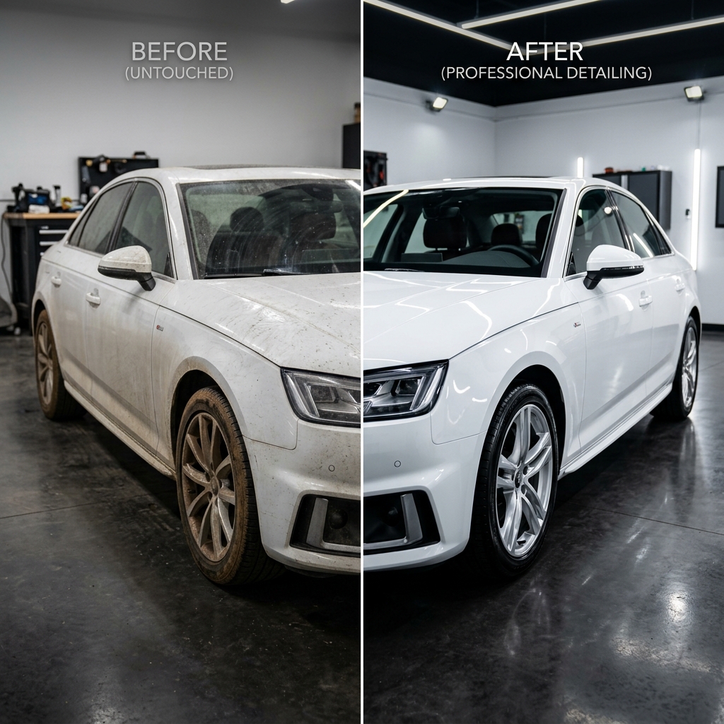 Before and after detailing comparison